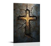 Scripture Glows from Cracks in The Earth As A Metallic Cross Rises Like A Tower of Peace. Contemporary Wall Mural - Decorative Hanging Poster Art 08x12inch(20x30cm)