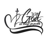 Scripture Metal Wall Art, Black Metal With God All Things Are Possible Wall Decor Easy to Hang Christian Bible Verses Decor Religious Hanging Sign for Living Room Kitchen