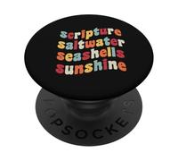 Scripture Saltwater Seashells Sunshine God Christian Retreat PopSockets Adhesive PopGrip