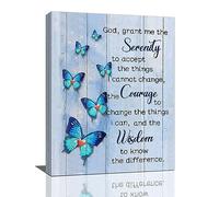 Scripture Serenity Prayer Wall Art Farmhouse Christian Religious Serenity Prayer Wall Decor Rustic Blue Butterfly Picture Canvas Prints Framed Artwork for Living Room Bedroom Bathroom 12"x16"