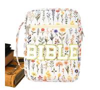 Scripture Tote Bag - Floral Pattern Bible Pouch, Lightweight Canvas Book Carrier, Multi-Pocket Organizer | Handbag for Ladies, Students, Teachers, Study Group, Worship, Workplace, Reading, Journaling