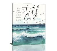 Scripture Wall Art Bible Verse Wall Decor Christian Inspirational Be Still And Know That I Am God Sea Pictures Canvas Print Painting Artwork Home Decorations for Bedroom Living Room Office 12"x16"