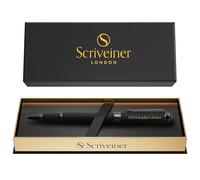 Scriveiner All Black Rollerball Pen - Stunning Luxury All Metal Matt Black Rollerball, Schmidt Refill, Quality Executive Writing Pen for the Office, Custom Name Engraving