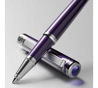 Scriveiner Aubergine Rollerball Pen - Stunning Luxury Pen With Chrome Finish, Schmidt Ink Refill, Best Roller Ball Gift Set for Men & Women, Professional, Executive Office, Nice Pens