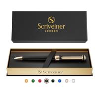Scriveiner Black Lacquer Ballpoint - Stunning Luxury Pen, Real Gold Plating, Schmidt Black Refill, Best Ball Pen Gift Set for Men & Women, Professional Executive Office, Nice Fancy Designer Pens