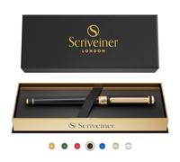 Scriveiner Black Lacquer Rollerball Pen - Multi Award Winning Luxury Rollerball Real Gold Plating, Schmidt Refill, Quality Executive Writing Pen for the Office, Journaling or Gift Set for Men & Women