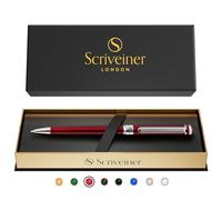 Scriveiner Deep Crimson Ballpoint - Stunning Red Lacquer Luxury Pen, Chrome Finish, Schmidt Black Refill, Best Ball Pen Gift Set for Men & Women, Professional Executive Office