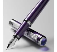 Scriveiner Luxury Fountain Pen - Aubergine, Schmidt Gilded Nib (Fine), Converter, Best Pen Gift Set for Men & Women, Professional, Executive, Office, Nice Pens