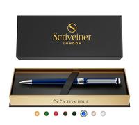 Scriveiner Midnight Blue Ballpoint Pen Midnight Blue Ballpoint Pen Set with Chrome Steel Finish, Refillable and Retractable, Beautiful Gift for Men & Women with Box, Professional Office Accessory