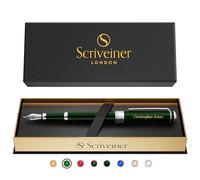 Scriveiner Personalised British Racing Green Pen - Stunning Green Lacquer Luxury Pen w/Chrome Finish, German Schmidt Nib (Medium), Best Engraved Fountain Pen Gift Set for Men & Women, Name Engraving