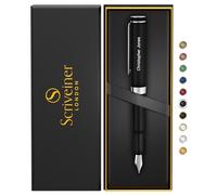 Scriveiner Personalised Luxury EDC Fountain Pen (Medium), Stunning Matt Black Pocket Pen, Chrome Finish, Schmidt German Nib, Best Engraved Fountain Pen Gift Set for Men & Women, Name Engraving