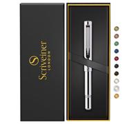 Scriveiner Rollerball Silver Chrome EDC Luxury Pen Heavy Pocket Pen with Chrome Finish Nice Writing Gift Men Women Refill Office Pen Set
