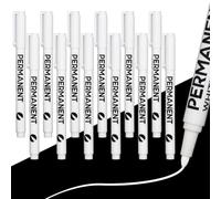 SCROLIEY 12 PCS White Permanent Marker Pens Quick Drying Fabric Marker Pens Fine Tip Bullet 2mm Waterproof Marker Paint Pen for Clothes Rock Painting Stones Ceramic Wood Metal Canvas Tire Pen