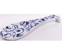Scroll Blue & Mica Gold Porcelain 22 cm Medium Spoon Rest Blue Baroque Designs Ceramic Spoon Hand Decorated UK