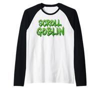 Scroll Goblin Funny Social Media App Scrolling Raglan Baseball Tee