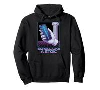Scroll Like a Stoic Retro Grid Digital Philosophy Aesthetic Pullover Hoodie