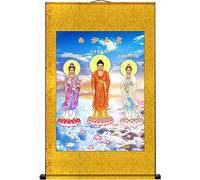 Scroll mural, Silk Scroll Painting Decorations for House,Three Sages of The West Mural Decoration,Zen Protect Home(B)