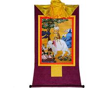 Scroll Painting， Silk Scroll Painting,Tibetan Thangka,Handmade Tapestry Harmony(Purple,Small)