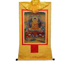 Scroll Painting， Silk Scroll Painting,Tibetan Thangka,Vintage Sakyamuni Tapestry(OneColor,Medium)