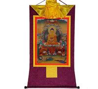 Scroll Painting， Silk Scroll Painting,Tibetan Thangka,Vintage Sakyamuni Tapestry(Purple,Medium)