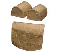 Scroll Pattern Round Arm Cap Pair & 1 Chair Back Set Sofa Furniture Cover Antimacassar (Mocha)