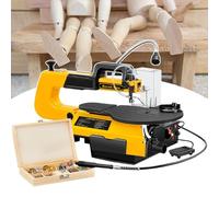 Scroll Saw for Woodworking with Flexi Shaft and Transparent Shield, 0-45° Adjustable Worktop, Includes Work Light and Foot Pedal for Precision Curve Cutting