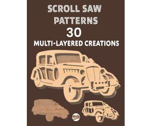Scroll saw patterns 30 multi-layered creations: Drawings of cars, cats, animals, ornaments, cowboy, fish, deer, Christmas...