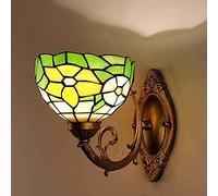 Scrt Style Wall Lantern, Stained Glass Led Sconce, Green Leaf Flower Branch E27 Wall Lamp, Bedroom Cafe Hotel Corridor Decoration Wall Lights Wall Lamp,B