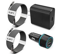 SCRUAK S24 S25 Ultra Charger Type C, 45W PPS Super Fast USB-C Wall/Car Charger for Samsung Galaxy S25 Ultra/S25+/S25/S24 Ultra/S24+/S23/S22/S20/Note 20/Note 10+(with 2X 6.6FT 5A Type C Cable)