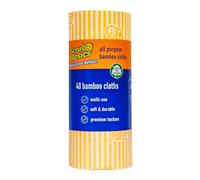 Scrub Basics All Purpose Bamboo Cloths, 1 Roll with 40 Sheets - Multi-Use Absorbent Cleaning Cloths on a Roll, Soft Textured for Kitchen, Bathroom & Home - Durable Cleaning Supplies