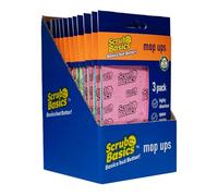 Scrub Basics Mop Ups Super Absorbent Sponge Cloths for Washing Up, Spills and Stains - Expands When Wet - Dish Cloths for Kitchen, Bathroom and Cleaning Home Surfaces, 12 Packs of 3 (36 Pads)
