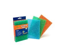 Scrub Basics Scrubbing Pads - Non-Scratch Scouring Pads with Texture Changing Technology, Dish Scrubber Scourers Sponge for Washing Up, Cleaning & Kitchen - Pack of 3