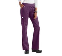 Scrub Bottoms Knit Waist Cargo Pants SKR110- Eggplant, S, Petite