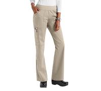 Scrub Bottoms Knit Waist Cargo Pants SKR110- Khaki, L, Petite