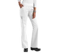 Scrub Bottoms Knit Waist Cargo Pants SKR110- White, S, Petite