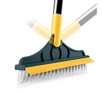 Scrub Brush - Long Handle Floor Brrush | 2-in-1 Adjustable Scraper Bush, Triangular 120° Rotating Head For Cleaning Patio, Bathroom, Kitchen, Wall Surfaces
