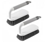 Scrub Brush, Stiff Bristles Scrubbing Cleaning Brushes, Heavy Duty Cleaning Brushes with Handle, for Shower, Bathroom, Carpet, Kitchen and Bathtub Scrubber, 2 Pack (Grey)