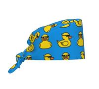 Scrub Caps Women Men - Cartoon Cute Duck with Glasses_A Soft Comfy Adjustable Working Cap Scrub Hats Surgical Caps for Women Men with Sweatband, Nurse Caps for Women Men Black