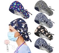 Scrub Caps Women Satin Lined Ponytail Surgical Caps for Women Scrub Hats, Multicolor B, One Size