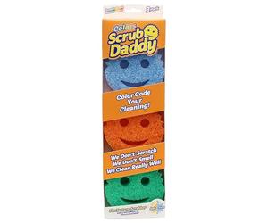 Scrub Daddy Colors Kitchen Sponges, Dish Sponges for Washing Up, Texture Changing Washing Up Sponge, Non Scratch Dish Scrubber, Odour Resistant Bathroom Cleaning Products, Dishwasher Safe, Pack of 3
