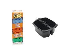 Scrub Daddy Colors, Sponge Scrubber Multipack, Dish Sponges for Washing Up & Addis 516932 Utility Cleaning Caddy with Twin Compartment and Handle, Black, 32 x 38.5 x 20 cm