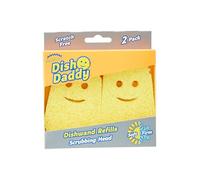 Scrub Daddy Dish Wand Scrubbing Brush Replacement Heads, Soap Dispensing Brushes, Texture Changing Washing Up Sponges, Detachable Dish Daddy Head Sponge Refills, Yellow 2 Pack