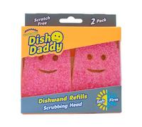 Scrub Daddy Dish Wand Scrubbing Brush Replacement Heads, Soap Dispensing Brushes, Texture Changing Washing Up Sponges, Detachable Dish Daddy Head Sponge Refills, Pink 2 Pack
