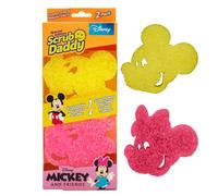 Scrub Daddy Disney Mickey Mouse & Minnie Mouse Dish Sponge Twin Pack, Smiley Sponges for Cleaning & Washing Up, Kitchen Non Scratch Scourers with FlexTexture, Firm & Soft Dishwashing Scrubber