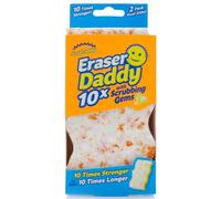 Scrub Daddy Eraser Daddy 10x, Magic Sponge Erasers, Strong & Durable Melamine Wall Cleaner, Dual-Sided Scrubber Pads, All Purpose Cleaning Sponges for Painted Walls, Magical Mark Remover, Orange 2Pack