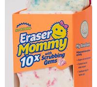 Scrub Daddy Eraser Mommy 10x with Scrubbing Gems Erase, flip, Wipe! A Gentle Wipe with The Water Activated Sponge Eraser (2 Pack)