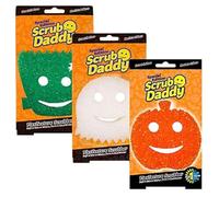 Scrub Daddy Halloween Kitchen Sponges, Dish Sponges for Washing Up, Texture Changing Washing Up Sponge, Non Scratch Dish Scrubber, Odour Resistant Bathroom Cleaning Products, Dishwasher Safe, 3 Pack