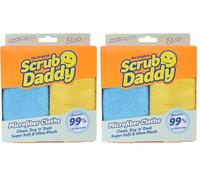 Scrub Daddy Microfibre Cleaning Cloth - All Purpose Cloths for Home, Dry and Wet Dusting Cloths, Absorbent Dusters for Polishing Kitchen, Bathroom, Cars, Mirror, Glass - Blue and Yellow Multipack