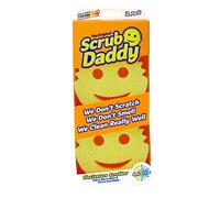 Scrub Daddy Original Dish Sponge Twin Pack, Smiley Face Sponges for Cleaning & Washing Up - Multipack Kitchen Non Scratch Scourers with FlexTexture Firm & Soft Scrubbing, Dishwashing Scrubber - Yellow