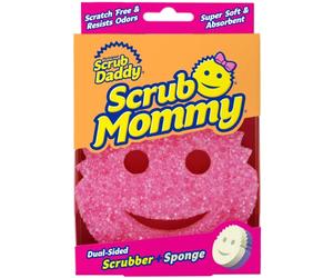 Scrub Daddy Scrub Mommy Washing Up Sponge - Dual Sided Scrubbing Non Scratch Scourers, Smiley Face Sponges for Cleaning Kitchen & Bathroom, Dish Scrubber, FlexTexture Home Products, Pink Single Pack